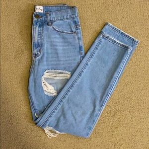 Princess Polly distressed jeans that were DIYed